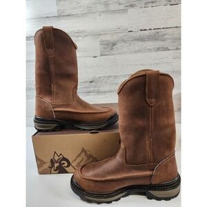Rocky Rams Horn Work Boots Mens 8M Brown Leather Waterproof EH RKK0441 NIB